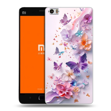 Силиконовый чехол на Xiaomi MI5 с принтом цветы бабочки Силиконовый чехол на Xiaomi MI5 с принтом цветы бабочки