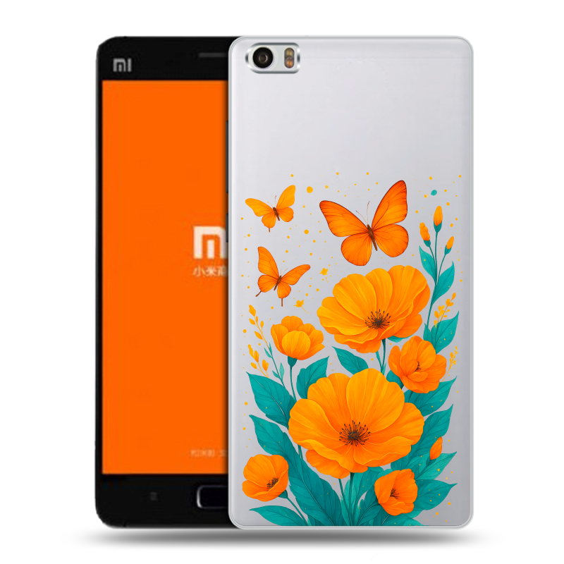 Силиконовый чехол на Xiaomi MI5 с принтом цветы бабочки Силиконовый чехол на Xiaomi MI5 с принтом цветы бабочки