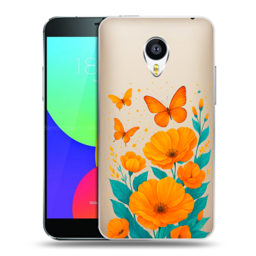 Пластиковый чехол на Meizu MX4 Pro с принтом цветы бабочки