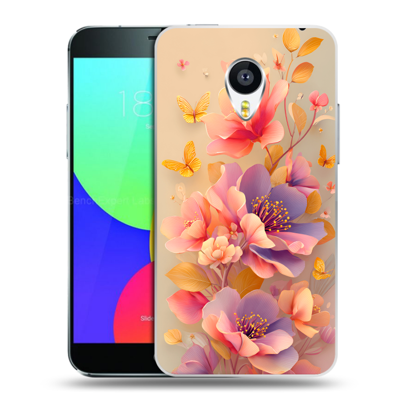 Пластиковый чехол на Meizu MX4 Pro с принтом Цветы и бабочки Пластиковый чехол на Meizu MX4 Pro с принтом Цветы и бабочки