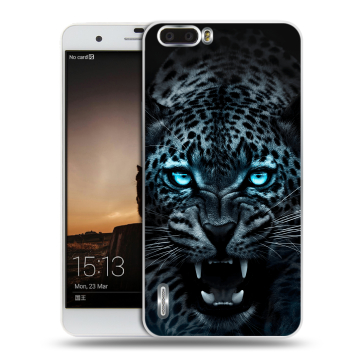 Силиконовый чехол на Huawei Honor 6 Plus с принтом Темный леопард Силиконовый чехол на Huawei Honor 6 Plus с принтом Темный леопард