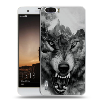 Силиконовый чехол на Huawei Honor 6 Plus с принтом Волк