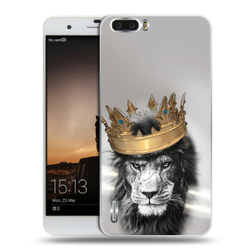 Силиконовый чехол на Huawei Honor 6 Plus с принтом Лев с короной