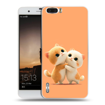 Силиконовый чехол на Huawei Honor 6 Plus с принтом Милые котики
