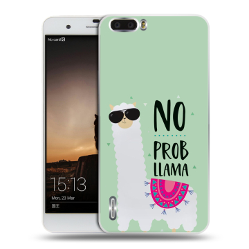 Силиконовый чехол на Huawei Honor 6 Plus с принтом Лама