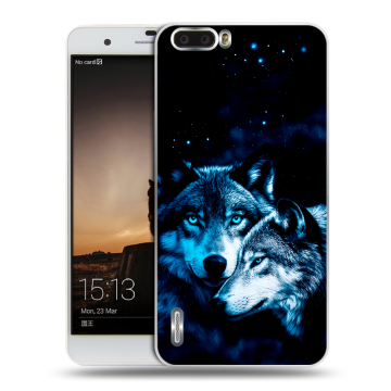 Силиконовый чехол на Huawei Honor 6 Plus с принтом Волки