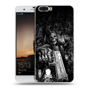 Силиконовый чехол на Huawei Honor 6 Plus с принтом Скелет
