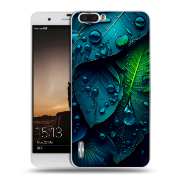 Силиконовый чехол на Huawei Honor 6 Plus с принтом Листья
