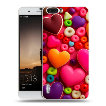 Силиконовый чехол на Huawei Honor 6 Plus с принтом Сердечки Силиконовый чехол на Huawei Honor 6 Plus с принтом Сердечки