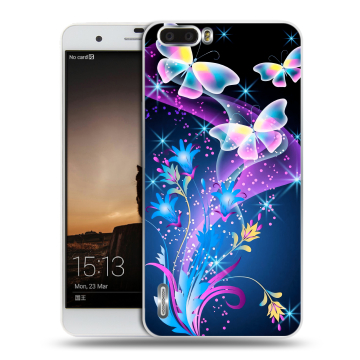 Силиконовый чехол на Huawei Honor 6 Plus с принтом Бабочки