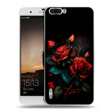 Силиконовый чехол на Huawei Honor 6 Plus с принтом Розы красные