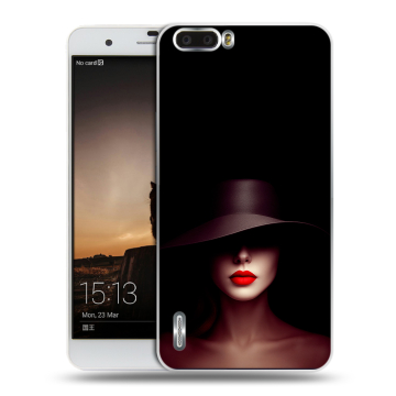 Силиконовый чехол на Huawei Honor 6 Plus с принтом Девушка в шляпе Силиконовый чехол на Huawei Honor 6 Plus с принтом Девушка в шляпе