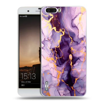 Силиконовый чехол на Huawei Honor 6 Plus с принтом Мрамор