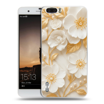 Силиконовый чехол на Huawei Honor 6 Plus с принтом Цветы