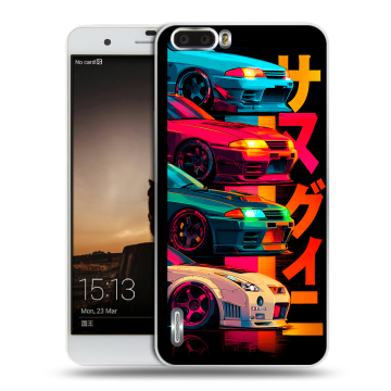 Силиконовый чехол на Huawei Honor 6 Plus с принтом Гоночные машины
