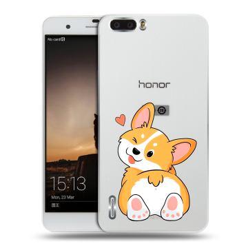 Силиконовый чехол на Huawei Honor 6 Plus с принтом Корги Силиконовый чехол на Huawei Honor 6 Plus с принтом Корги