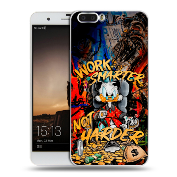 Силиконовый чехол на Huawei Honor 6 Plus с принтом Дональд Дак Деньги