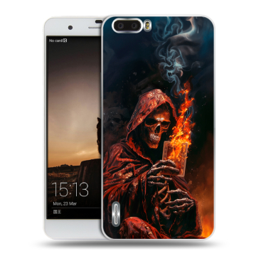 Силиконовый чехол на Huawei Honor 6 Plus с принтом Скелет и карты Силиконовый чехол на Huawei Honor 6 Plus с принтом Скелет и карты