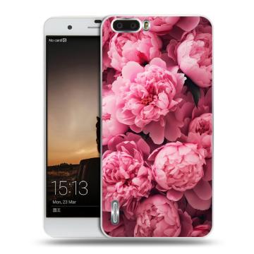 Силиконовый чехол на Huawei Honor 6 Plus с принтом цветы пионы Силиконовый чехол на Huawei Honor 6 Plus с принтом цветы пионы