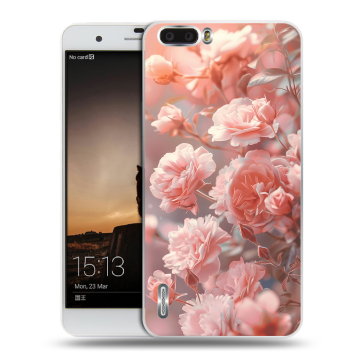 Силиконовый чехол на Huawei Honor 6 Plus с принтом Розовые розы Силиконовый чехол на Huawei Honor 6 Plus с принтом Розовые розы