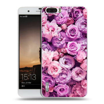 Силиконовый чехол на Huawei Honor 6 Plus с принтом лавандовые розы
