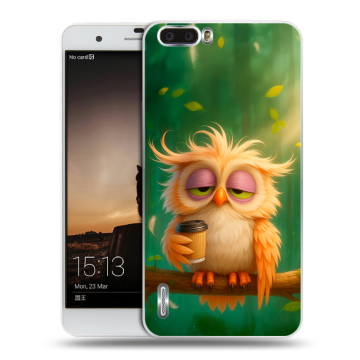 Силиконовый чехол на Huawei Honor 6 Plus с принтом сова