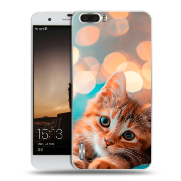 Силиконовый чехол на Huawei Honor 6 Plus с принтом котик Силиконовый чехол на Huawei Honor 6 Plus с принтом котик