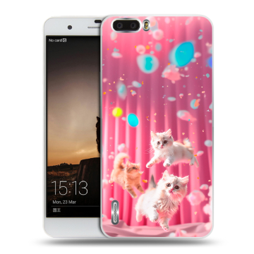 Силиконовый чехол на Huawei Honor 6 Plus с принтом милые котики