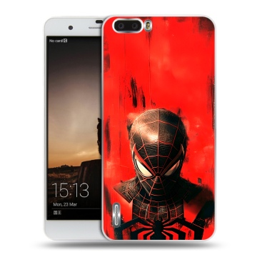 Силиконовый чехол на Huawei Honor 6 Plus с принтом человек паук spiderman