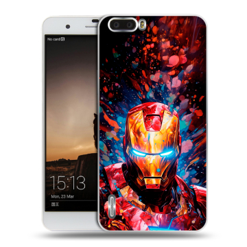 Силиконовый чехол на Huawei Honor 6 Plus с принтом Железный человек Ironman Силиконовый чехол на Huawei Honor 6 Plus с принтом Железный человек Ironman