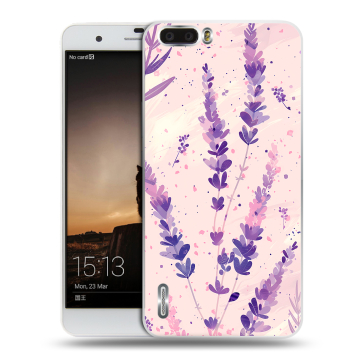 Силиконовый чехол на Huawei Honor 6 Plus с принтом цветы лаванда