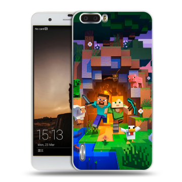 Силиконовый чехол на Huawei Honor 6 Plus с принтом Майнкрафт Minecraft