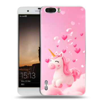 Силиконовый чехол на Huawei Honor 6 Plus с принтом Единорог