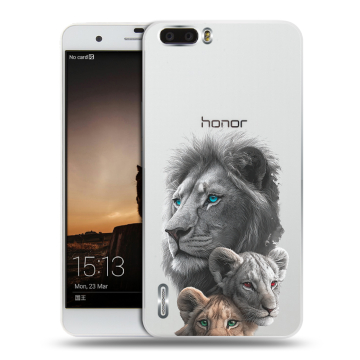 Силиконовый чехол на Huawei Honor 6 Plus с принтом Львы Силиконовый чехол на Huawei Honor 6 Plus с принтом Львы