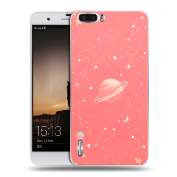Силиконовый чехол на Huawei Honor 6 Plus с принтом Розовый космос Силиконовый чехол на Huawei Honor 6 Plus с принтом Розовый космос