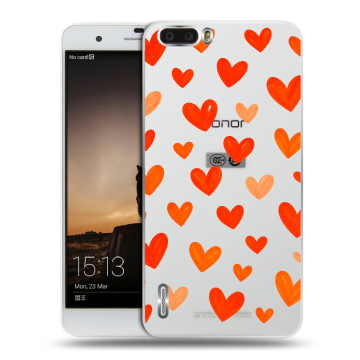 Силиконовый чехол на Huawei Honor 6 Plus с принтом Сердечки Силиконовый чехол на Huawei Honor 6 Plus с принтом Сердечки