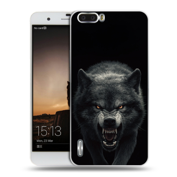 Силиконовый чехол на Huawei Honor 6 Plus с принтом Волк