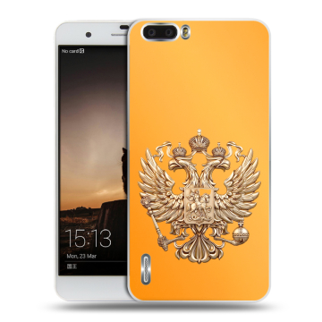 Силиконовый чехол на Huawei Honor 6 Plus с принтом Герб Флаг России