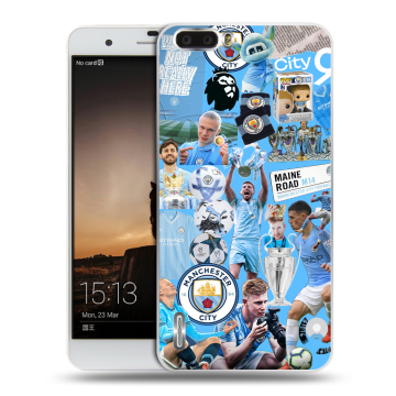 Силиконовый чехол на Huawei Honor 6 Plus с принтом Man City Манчестер Сити