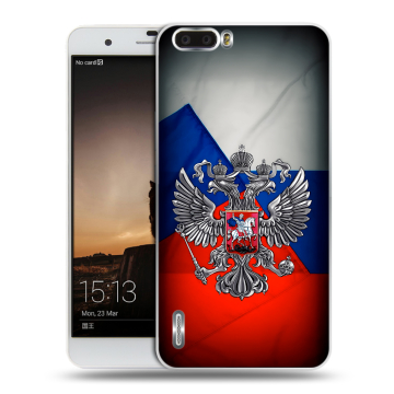 Силиконовый чехол на Huawei Honor 6 Plus с принтом Флаг России