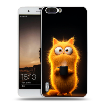 Силиконовый чехол на Huawei Honor 6 Plus с принтом Смешной кот Силиконовый чехол на Huawei Honor 6 Plus с принтом Смешной кот