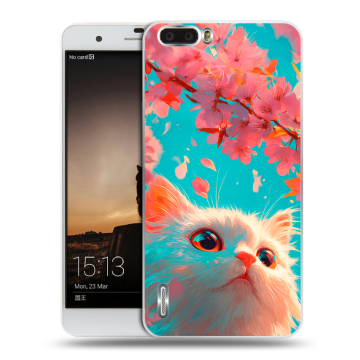 Силиконовый чехол на Huawei Honor 6 Plus с принтом Красивый кот