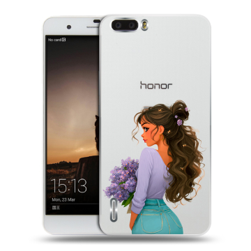 Силиконовый чехол на Huawei Honor 6 Plus с принтом девушка цветы