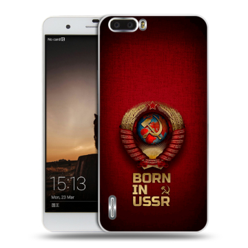 Силиконовый чехол на Huawei Honor 6 Plus с принтом Флаг Герб СССР