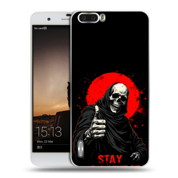 Силиконовый чехол на Huawei Honor 6 Plus с принтом смешной скелет