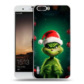 Силиконовый чехол на Huawei Honor 6 Plus с принтом Гринч Новый год Рождество
