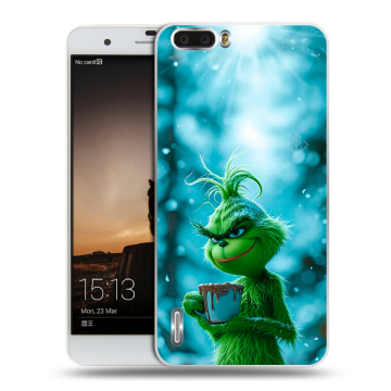 Силиконовый чехол на Huawei Honor 6 Plus с принтом Новый год гринч