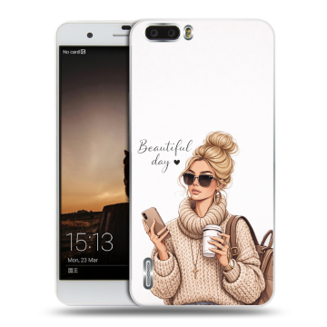 Силиконовый чехол на Huawei Honor 6 Plus с принтом женский