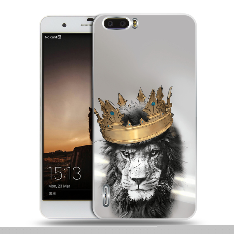 Силиконовый чехол на Huawei Honor 6 Plus с принтом Лев с короной Силиконовый чехол на Huawei Honor 6 Plus с принтом Лев с короной