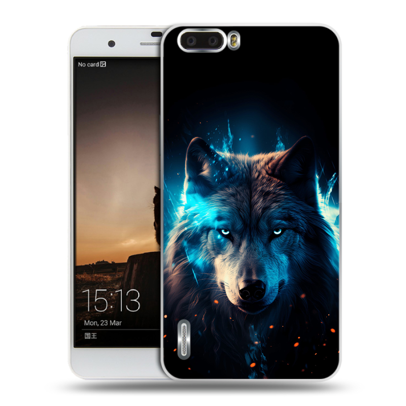 Силиконовый чехол на Huawei Honor 6 Plus с принтом Волк ночной Силиконовый чехол на Huawei Honor 6 Plus с принтом Волк ночной